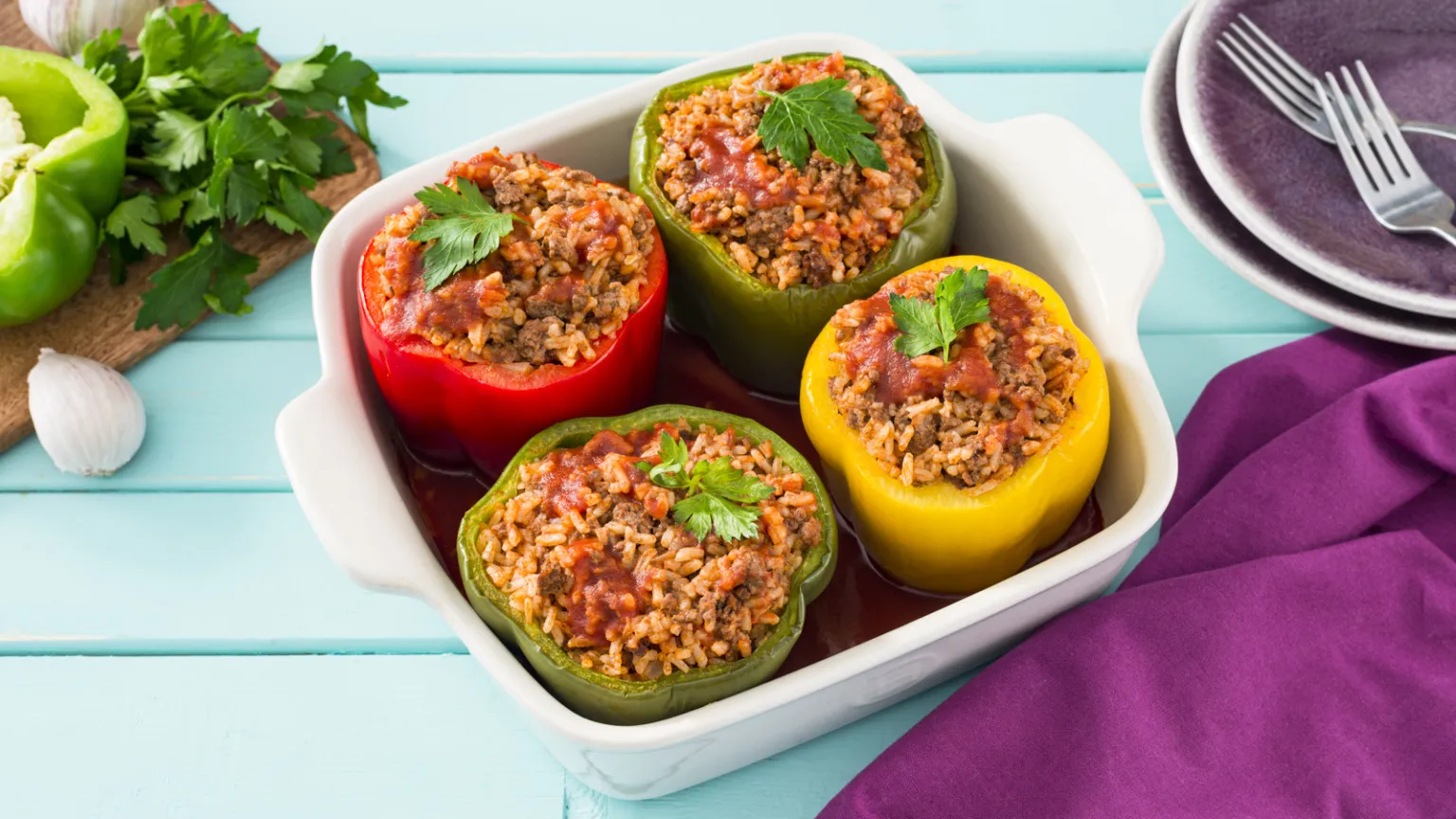 50 Minute Classic Stuffed Peppers