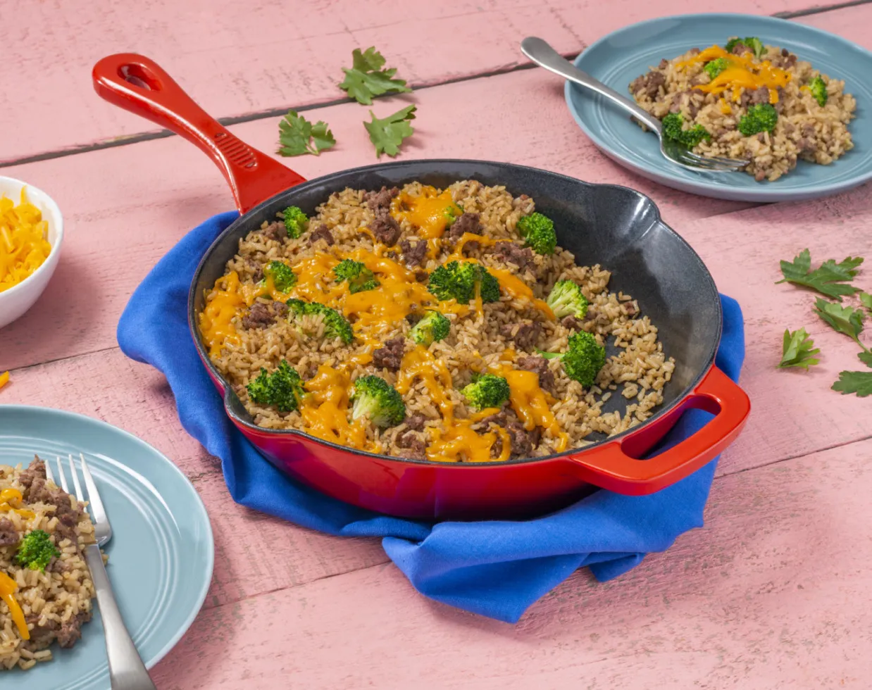 10 Minute One-Pot Beef and Rice Skillet