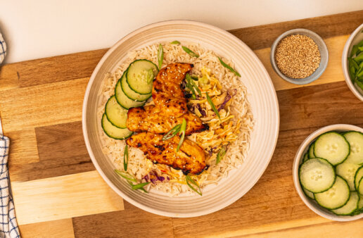 15 Minute Air-Fryer Bang Bang Chicken Tenders with Rice