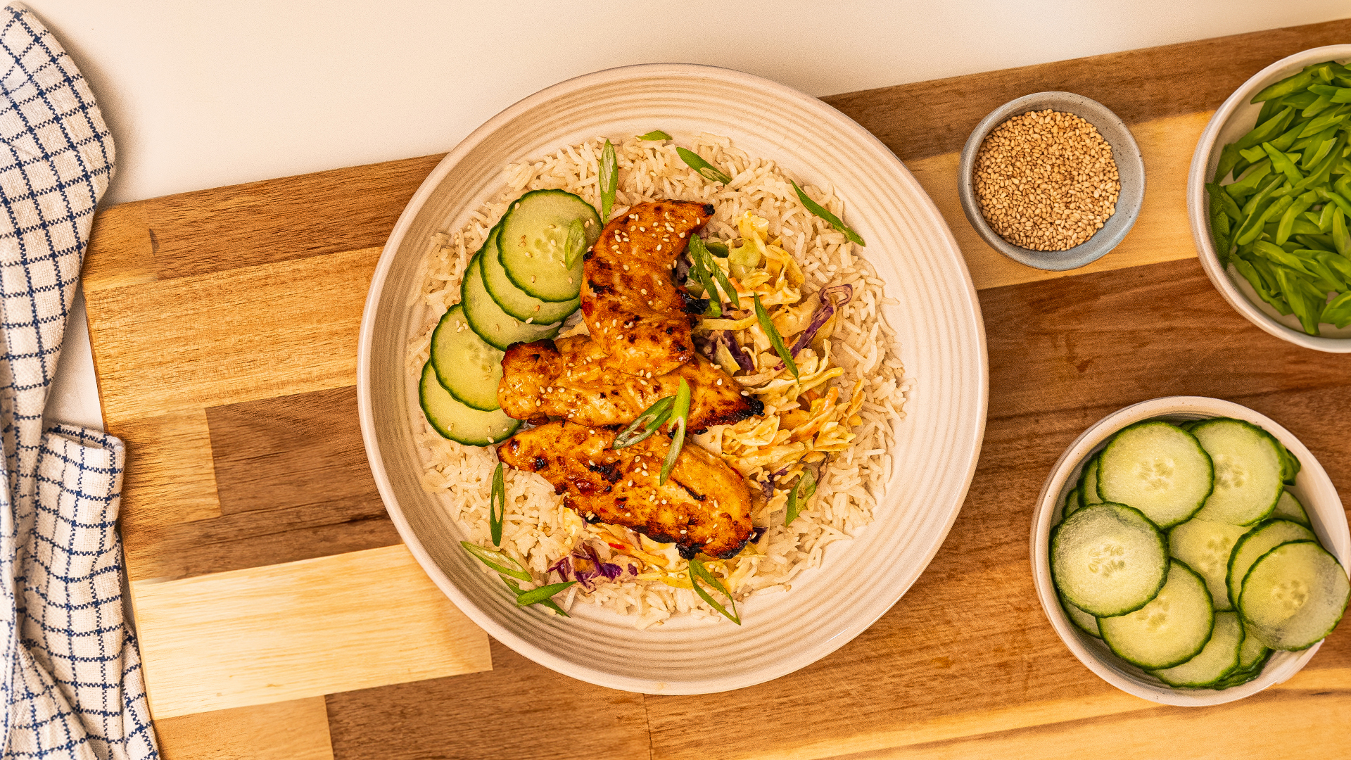 15 Minute Air-Fryer Bang Bang Chicken Tenders with Rice