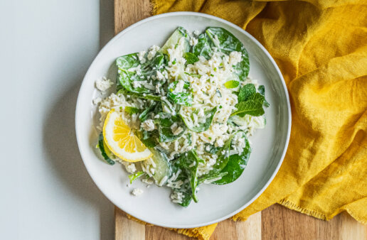 16 Minute Spring Rice Salad with Herbed Buttermilk Dressing