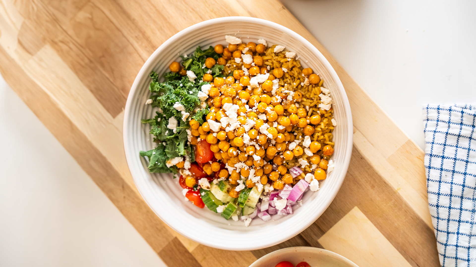 26 Minute Mediterranean Rice Bowl with Air-Fryer Chickpeas