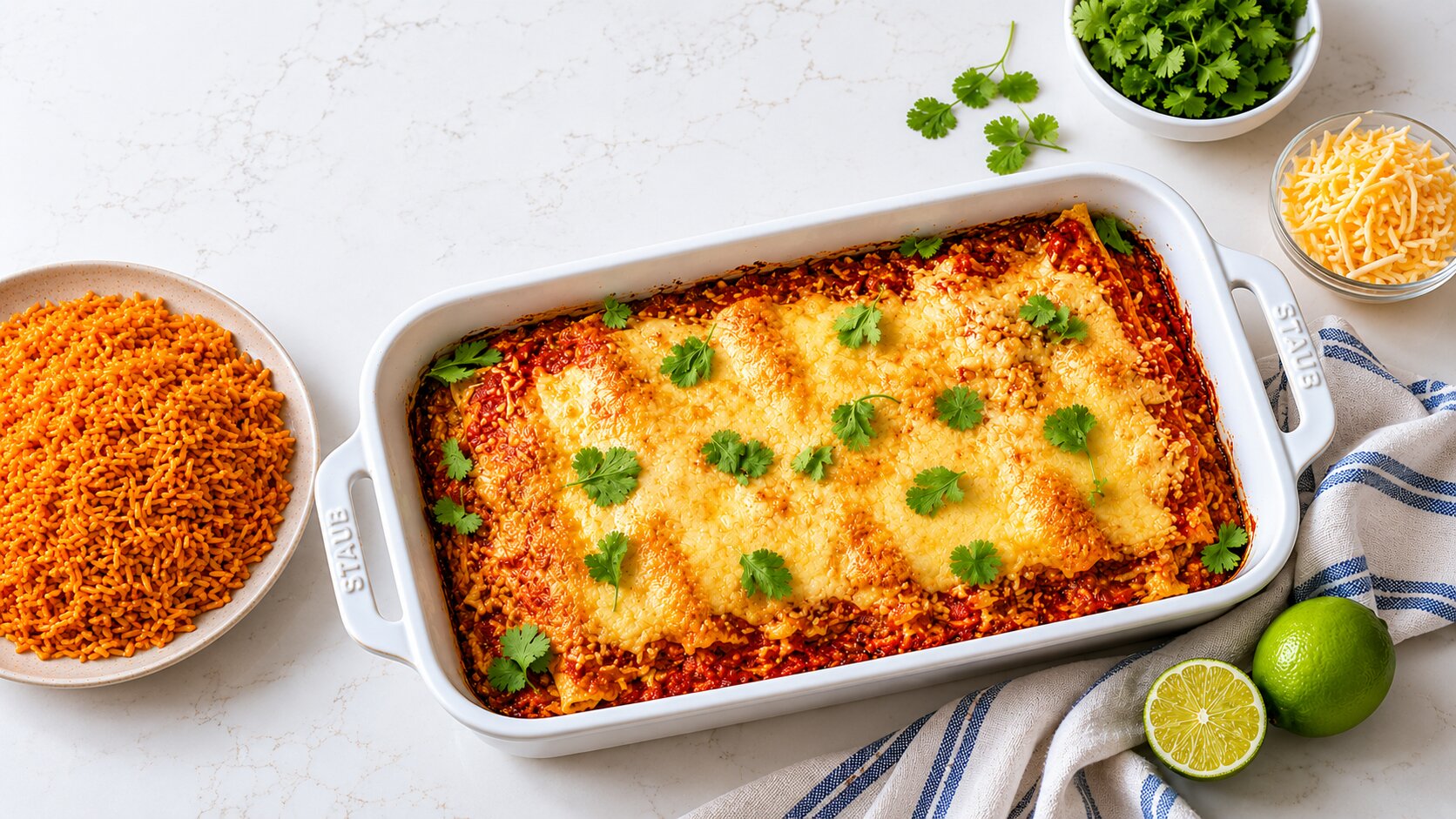 Enchiladas with Mexican Rice on the Side